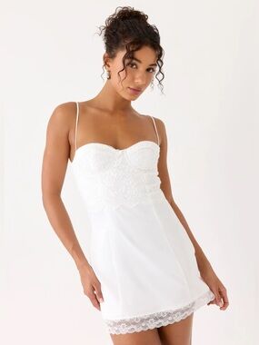 Peppermayo white mini dress with lace